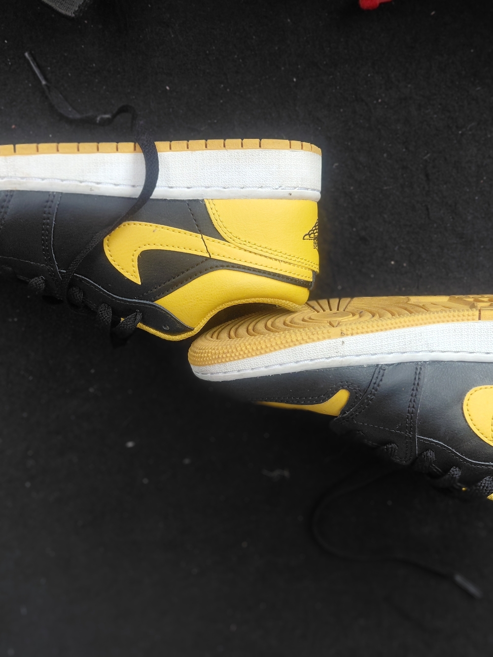 Jordan Black and Yellow Low-Top Sneakers